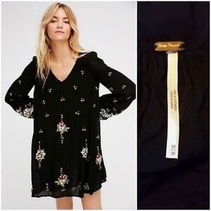 Free People Black Dress with Floral Accents